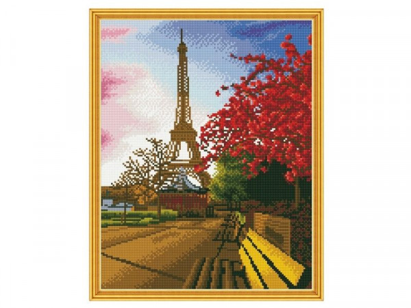Алмазная мозаика с нанесенной рамкой 40х50 ЭЙФЕЛЕВА БАШНЯ (30 цветов)