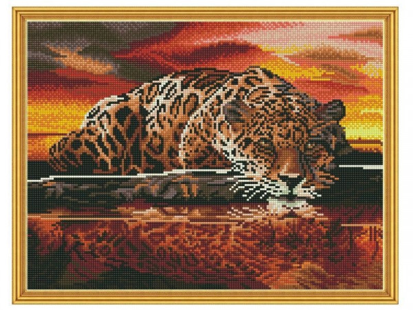Алмазная мозаика с нанесенной рамкой 40х50 ЯГУАР (23 цвета)