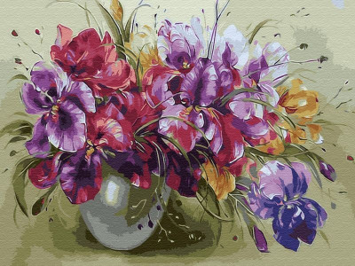 Картина по номерам на дереве 40х50 ЯРКИЙ БУКЕТ (28 цветов)