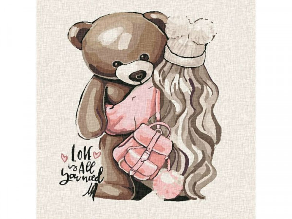 Картина по номерам 30Х30 ЛЮБИМАЯ ИГРУШКА (22 цвета)