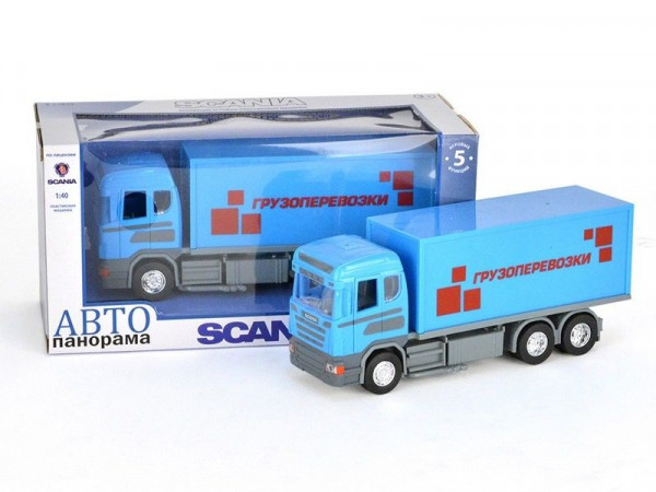 Машина "АВТОПАНОРАМА" SCANIA (фура) 1/40 инерц., в/к 28*14*12