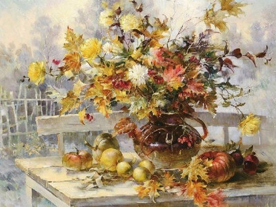 Картина по номерам 40х50 Дачная осень ( 25 цветов)