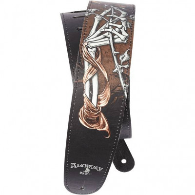 Ремень для электрогитары или акустической гитары кожаный PLANET WAVES 25LAL 05 Alchemy Gothic