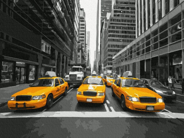 Картина по номерам 40х50 ЖЕЛТОЕ ТАКСИ НЬЮ-ЙОРКА (18 цветов)
