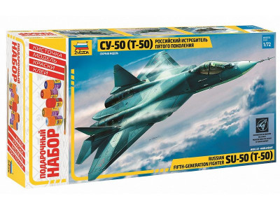 Сборная модель ZVEZDA СУ-57 опытный образец самолета, подарочный набор, 1/72