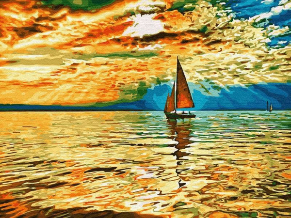 Картина по номерам 40х50 Заход солнца (22 цвета)