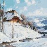 Картина по номерам 40х50 ЗИМА В ГОРАХ (27 цветов)