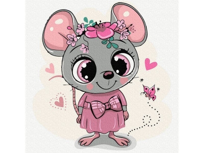 Картина по номерам 20Х20 МИЛАЯ МЫШКА (12 цветов)