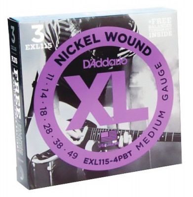 D'ADDARIO EXL115-4BT промокомплект струн для электрогитары