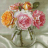 Алмазная мозаика 30х30 БУЗИН. БУКЕТ ИЗ РОЗ (26 цветов)