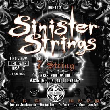 KERLY KQXS7-1160 Sinister 7 Strings Nickel Plated Steel Tempered струны для 7-струнной электрогитары