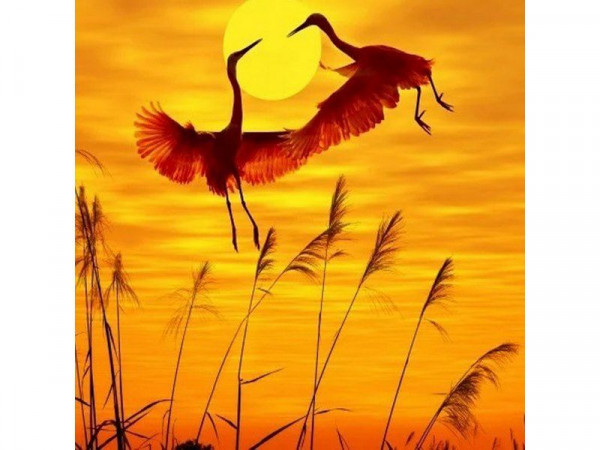 Картина мозаикой 30х30 ТАНЕЦ ЖУРАВЛЕЙ (квадрат) (14 цветов)