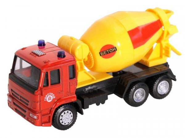Машина "АВТОПАНОРАМА" "Бетономешалка", красный, 1/54, инерция, в/к 16,5*6,4*9