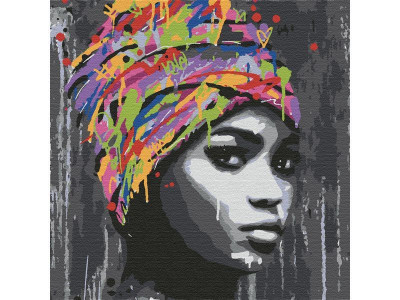 Картина по номерам 30х30 АФРИКАНСКАЯ ДЕВУШКА (14 цветов)