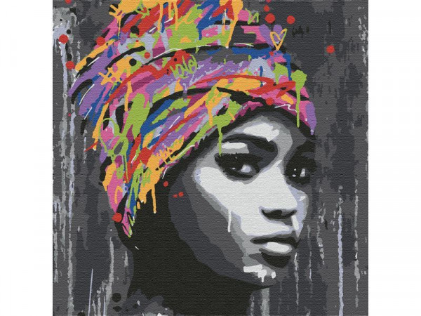 Картина по номерам 30х30 АФРИКАНСКАЯ ДЕВУШКА (14 цветов)