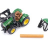 Трактор Siku 1540 John Deere с фронтальным погрузчиком для захвата брёвен