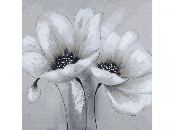 Картина по номерам 30х30 БЕЛЫЕ ЦВЕТЫ (16 цветов)