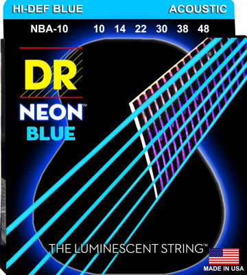 Струны для акустической гитары DR NBA-10 -48 NEON BLUE