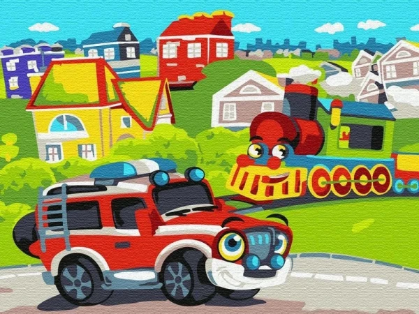 Набор юного художника 20х30 ВЕСЁЛЫЙ ТРАНСПОРТ  (15 цветов)