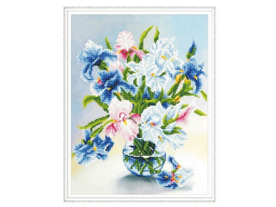 Алмазная мозаика с нанесенной рамкой 40х50 БУКЕТ ИРИСОВ (23 цвета)