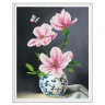 Алмазная мозаика с нанесенной рамкой 40х50 ВЕТКА МАГНОЛИИ (18 цветов)