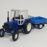 Трактор МТЗ-82 (пластмасса) с бортовым прицепом(МаркАвто) 1:43