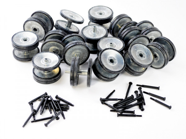 Опорные катки металл. с резиновыми бандажами и оси колёсные для TG Tiger ранняя версия