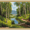 Картина мозаикой с нанесенной рамкой 40х50 И.ПРИЩЕПА. МОСТИК ЧЕРЕЗ РЕЧКУ (26 цветов)