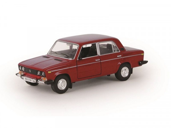 Машина "АВТОПАНОРАМА" ВАЗ 2106 красная,1/22, инерция, Pull Bаck механизм, в/к 10*12*22 cм