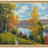 Картина мозаикой с нанесенной рамкой 40х50 И.ПРИЩЕПА. ОСЕННИЙ ДЕНЬ (31 цвет)