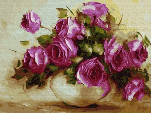 Картина по номерам 40х50 Осенние розы (28 цветов)