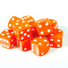 Набор из 10 кубиков D6, 16мм, оранжевый с белыми точками в блистере