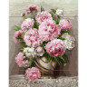 Картина по номерам на дереве 40х50 БУЗИН.РОЗОВЫЕ ПИОНЫ (25 цветов)