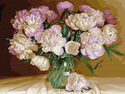 Картина по номерам 40х50 Бузин. Букет в теплых тонах (28 цветов)