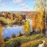 Картина мозаикой с нанесенной рамкой 40х50 ПРИЩЕПА. ОСЕНЬ. ГЛУБИНКА (32 цвета)