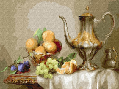 Картина по номерам 40х50 Бузин. Натюрморт с фруктами (30 цветов)
