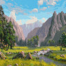 Картина по номерам 40х50 ПРИЩЕПА. ГОРНАЯ ИДИЛЛИЯ (36 цветов)